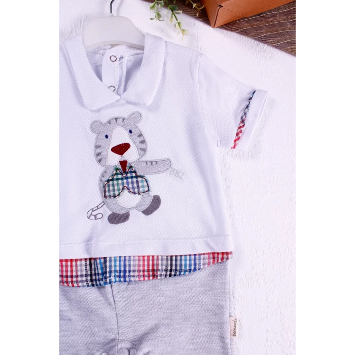 Eterelle Gömlek Desenli Erkek Bebek Tulumu