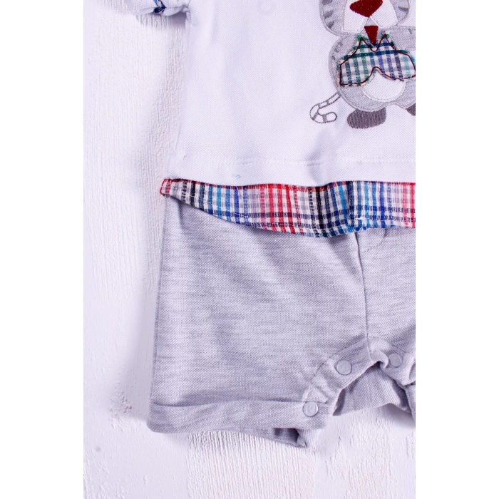 Eterelle Gömlek Desenli Erkek Bebek Tulumu