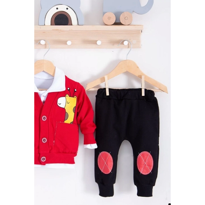 Eterelle Graffe Zürafa Desenli 3lü Erkek Bebek Takımı