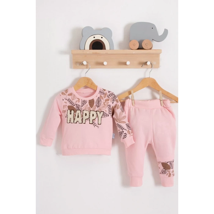 Eterelle Happy Yaprak Desenli 2li Kız Bebek Takım