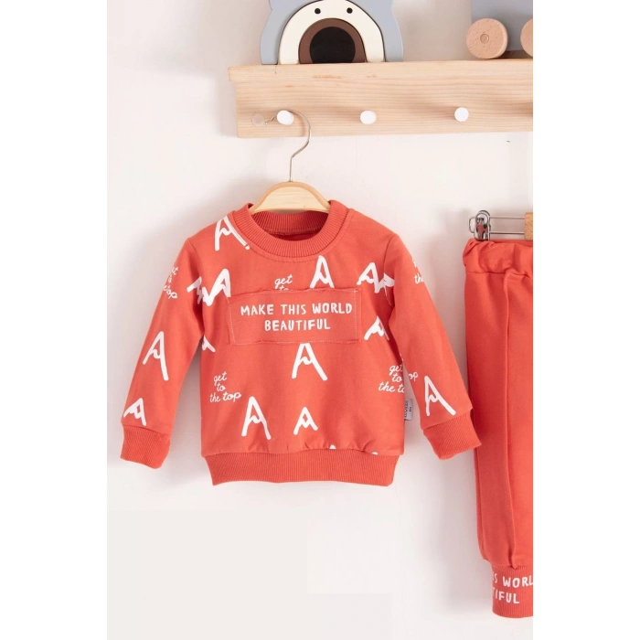 Eterelle Harf Baskılı 2li % 100 Pamuk Erkek Bebek Takımı