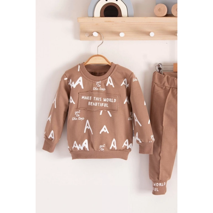 Eterelle Harf Baskılı 2li % 100 Pamuk Erkek Bebek Takımı