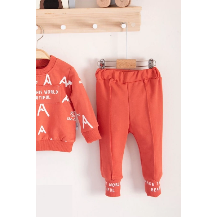 Eterelle Harf Baskılı 2li % 100 Pamuk Erkek Bebek Takımı