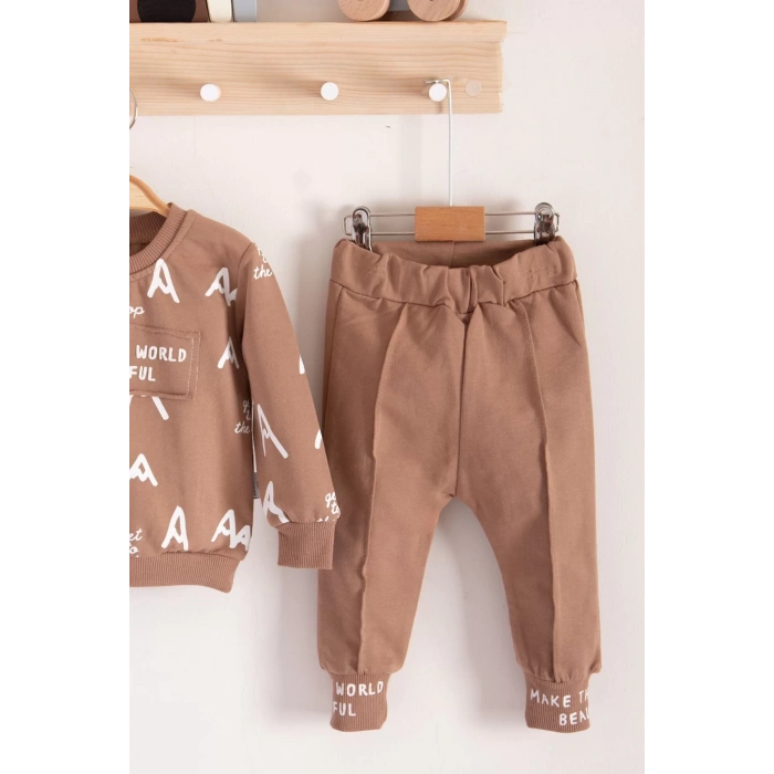 Eterelle Harf Baskılı 2li % 100 Pamuk Erkek Bebek Takımı