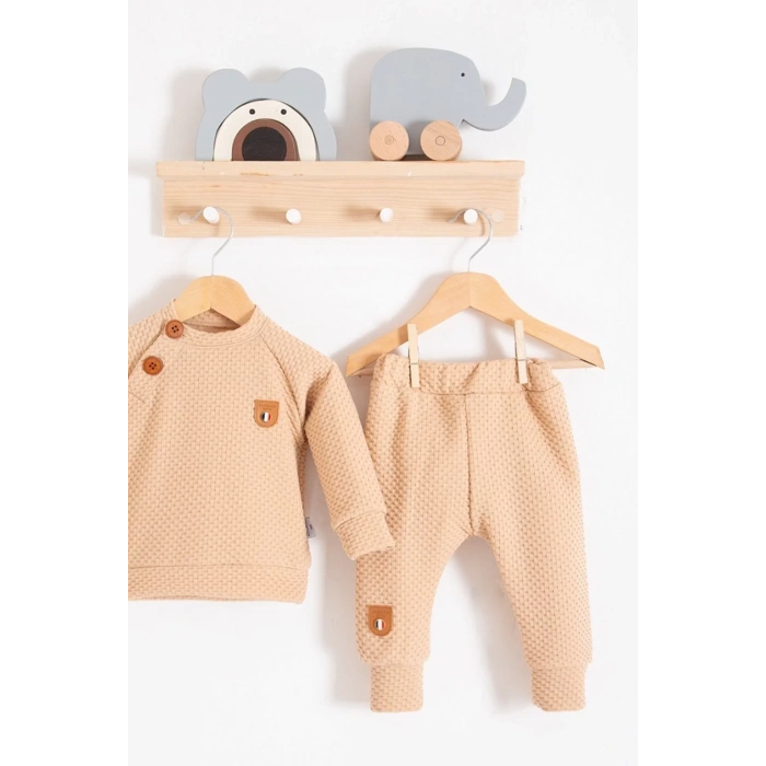 Eterelle Jakarlı Omuzdan Düğmeli 2li Erkek Bebek Takımı