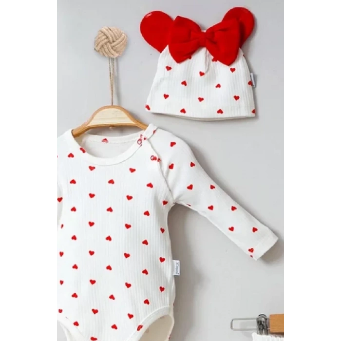 Eterelle Kalp Desenli Şapkalı 3lü Hastane Çıkışı