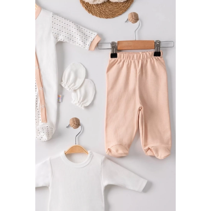 Eterelle Kelebek Nakışlı Tulumlu % 100 Pamuk Erkek Bebek 5li Set