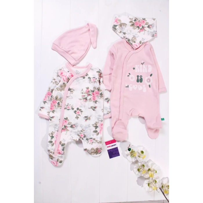 Eterelle Kind İs Cool Desenli Nakışlı Kız Bebek 4lü Tulum Seti