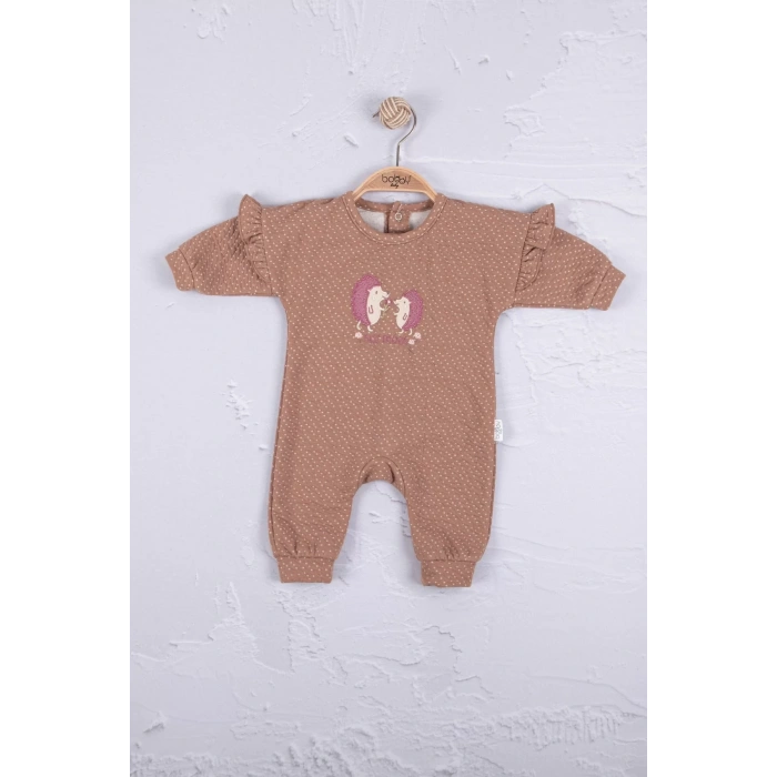 Eterelle Kirpi Nakışlı % 100 Pamuk Kız Bebek Tulum