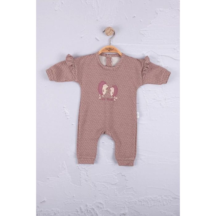 Eterelle Kirpi Nakışlı % 100 Pamuk Kız Bebek Tulum