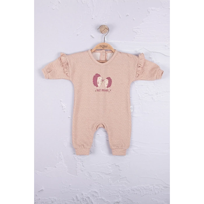 Eterelle Kirpi Nakışlı % 100 Pamuk Kız Bebek Tulum