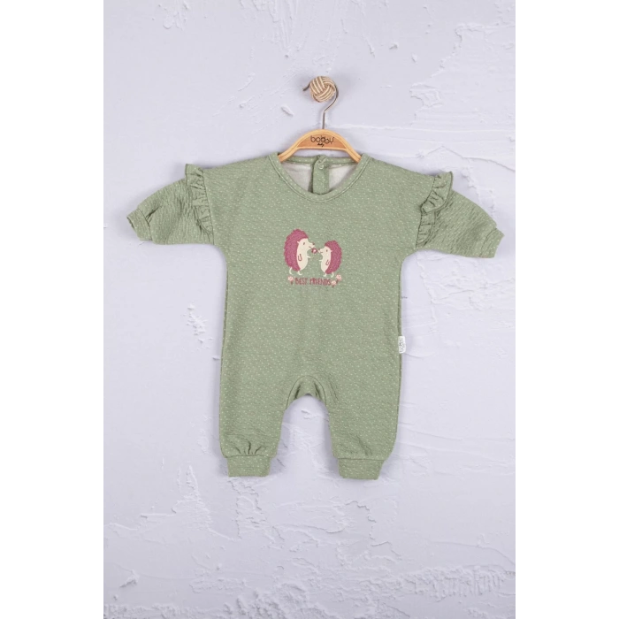 Eterelle Kirpi Nakışlı % 100 Pamuk Kız Bebek Tulum