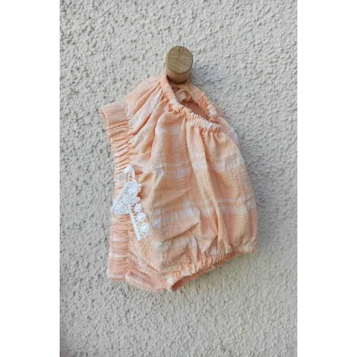 Eterelle Kız Bebek Askılı Kareli Külotlu Bebek Elbisesi