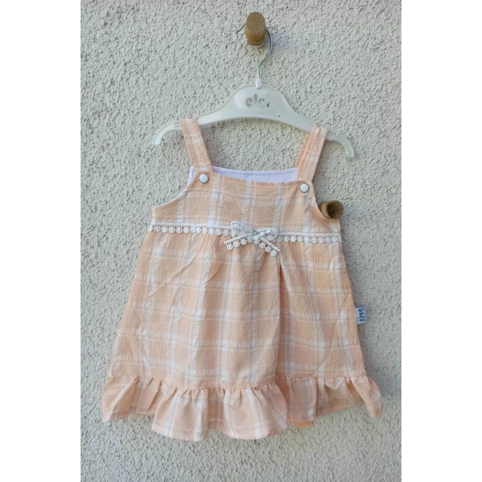 Eterelle Kız Bebek Askılı Kareli Külotlu Bebek Elbisesi