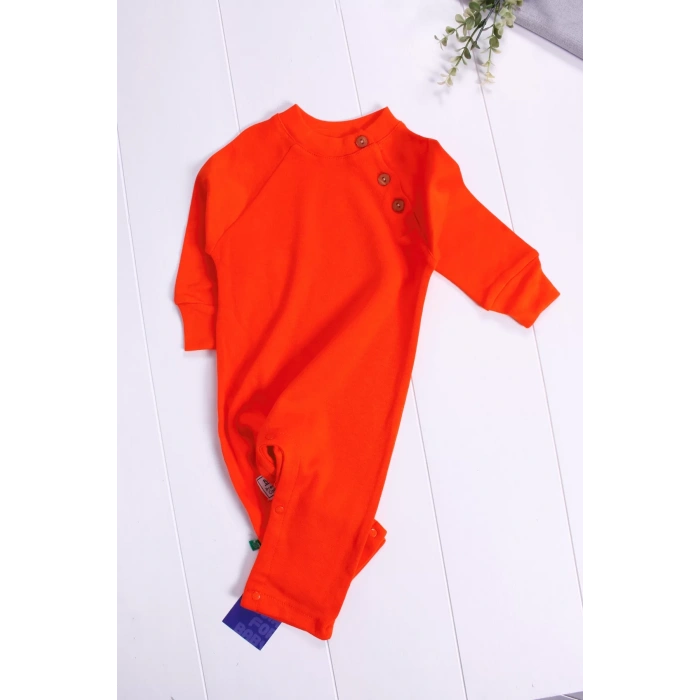 Eterelle Kollu Düğme Detaylı Unısex Bebek Tulumu