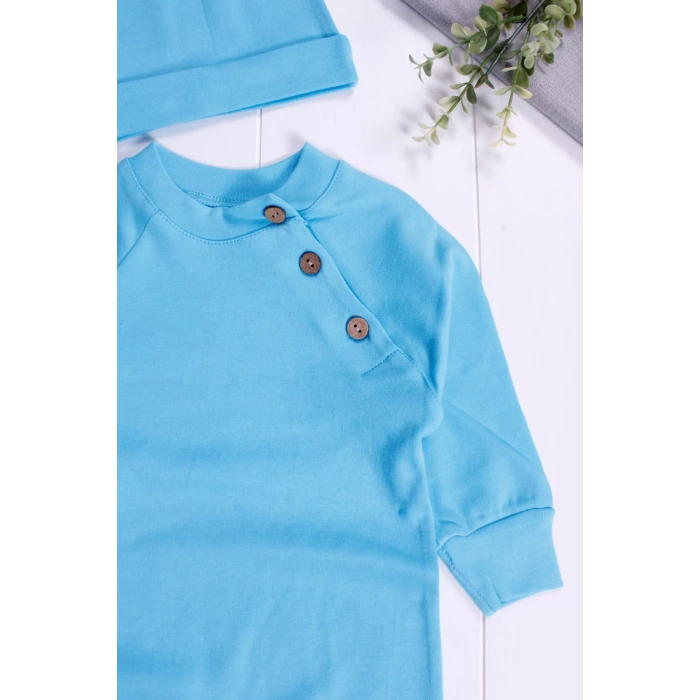 Eterelle Kollu Düğme Detaylı Unısex Bebek Tulumu