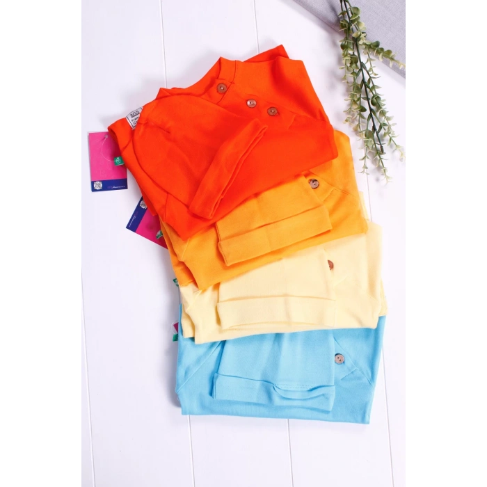 Eterelle Kollu Düğme Detaylı Unısex Bebek Tulumu