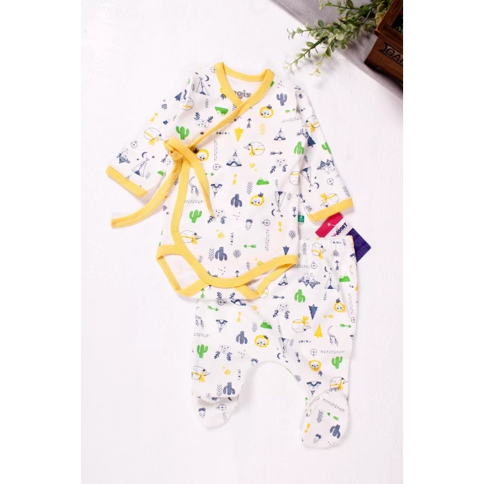 Eterelle Kruvaze Bağlamalı Camp Desenli 2li Erkek Takım