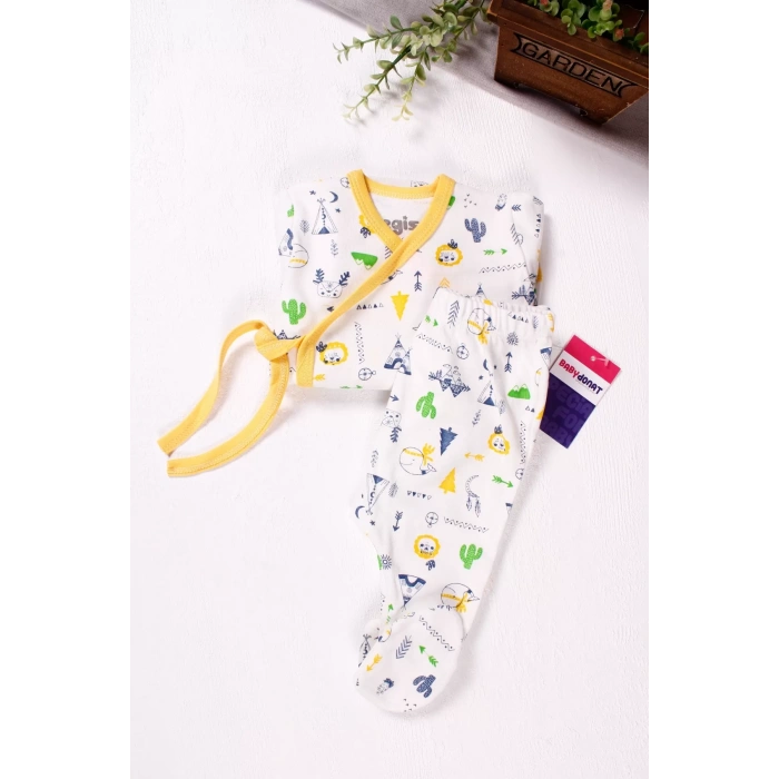 Eterelle Kruvaze Bağlamalı Camp Desenli 2li Erkek Takım