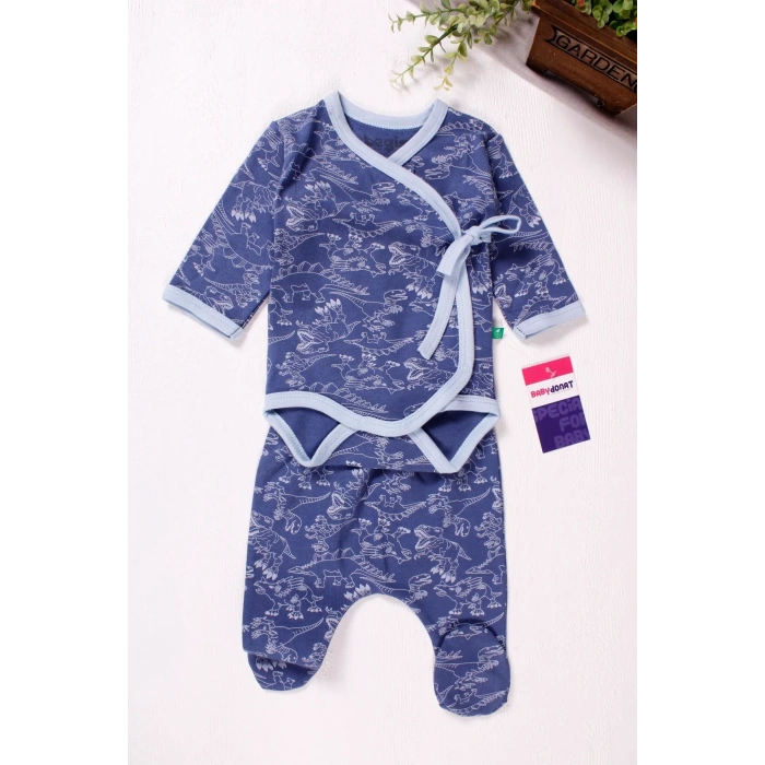 Eterelle Kruvaze Bağlamalı Dinazor Desenli 2li Erkek Takım