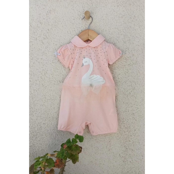 Eterelle Kuğu Desenli Kız Tulum 3-6-9 Ay