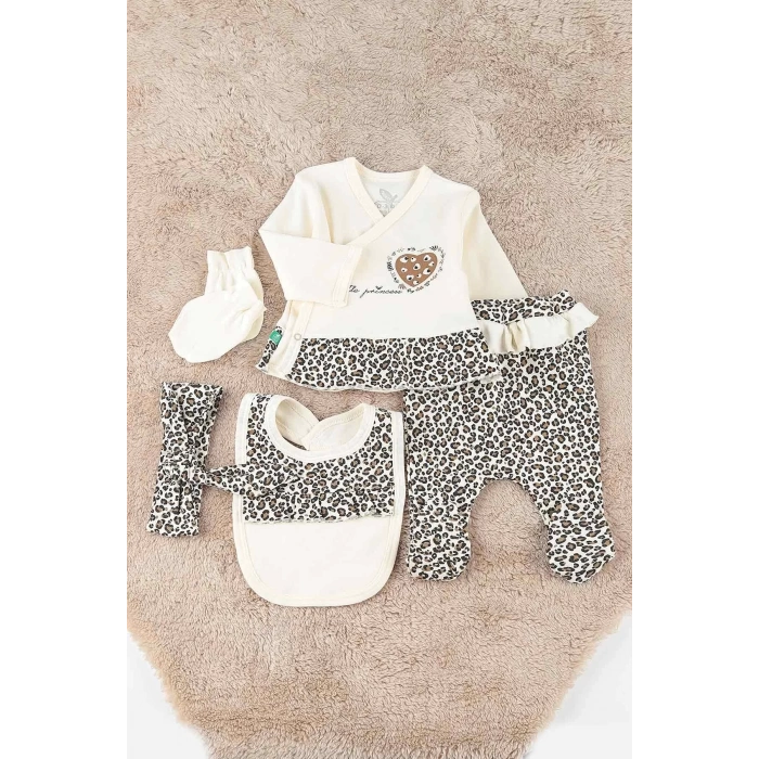 Eterelle Leopar Desenli 6li Hastane Çıkışı Seti %100 Pamuk