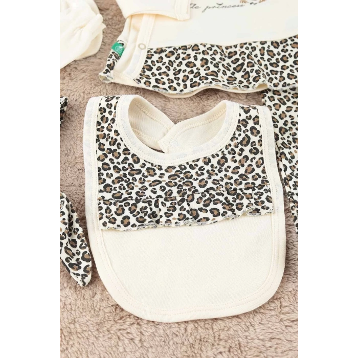 Eterelle Leopar Desenli 6li Hastane Çıkışı Seti %100 Pamuk