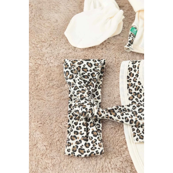 Eterelle Leopar Desenli 6li Hastane Çıkışı Seti %100 Pamuk