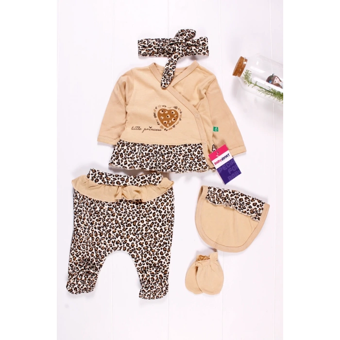 Eterelle Leopar Detaylı 5li Kız Bebek Hastane Çıkış Seti
