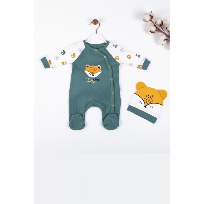 Eterelle Little Fox Desenli % 100 Pamuk Erkek Bebek Tulumu