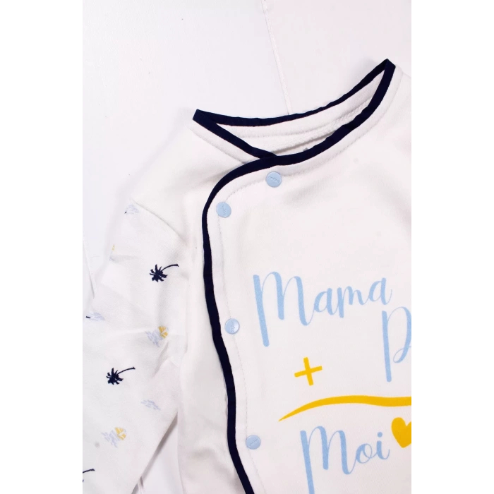 Eterelle Marin Desenli Şapkalı Erkek Bebek Tulumu