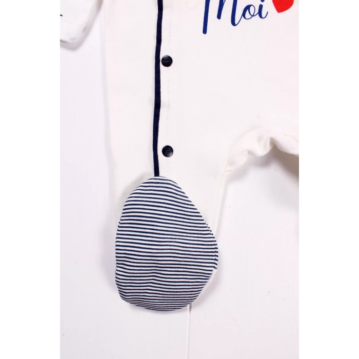 Eterelle Marin Desenli Şapkalı Erkek Bebek Tulumu