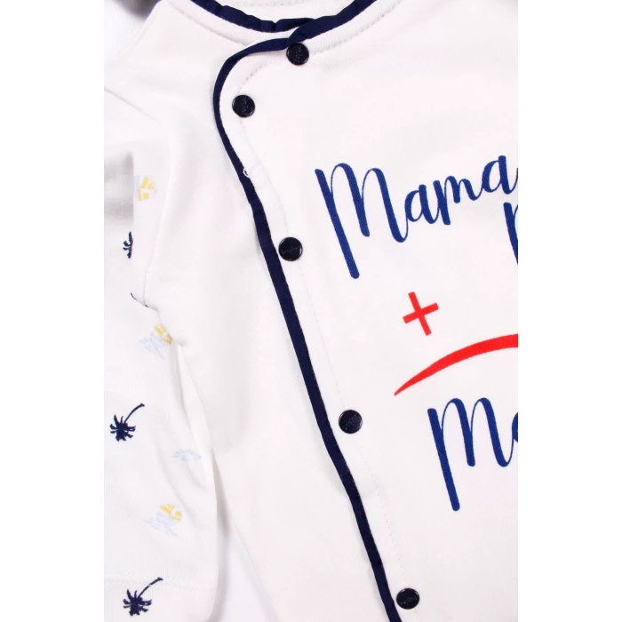 Eterelle Marin Desenli Şapkalı Erkek Bebek Tulumu