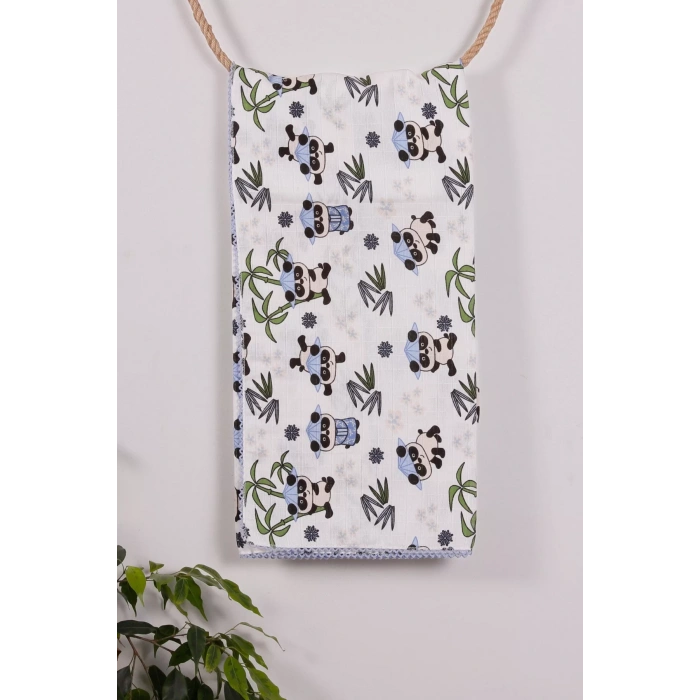 Eterelle Mavi Bambu Desenli 95*120 Müslin Bebek Battaniyesi