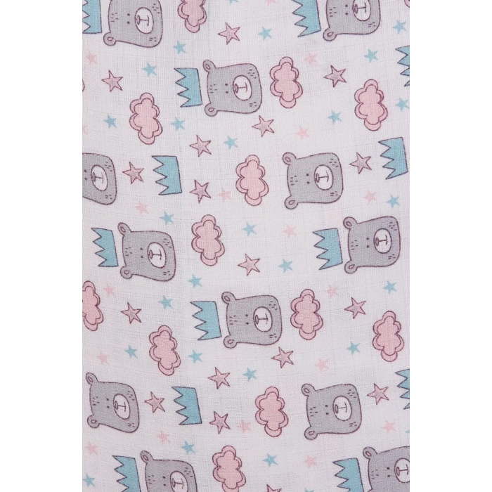 Eterelle Mavi Bear Desenli 80*80 Müslin Bebek Battaniyesi