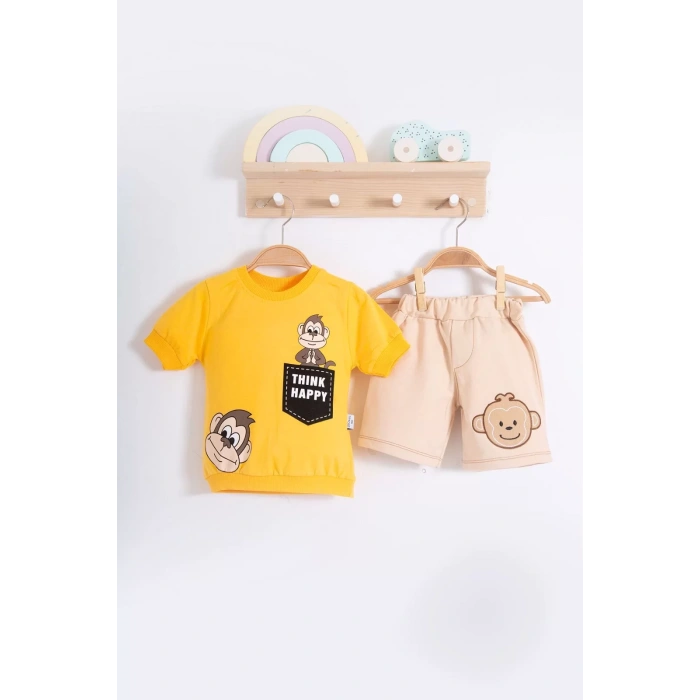 Eterelle Maymun Desenli 2li Erkek Bebek Takım