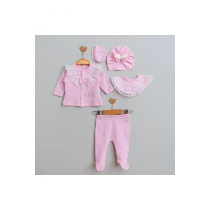 Eterelle Melek Kanatlı % 100 Pamuk 5li Kız Bebek Hastane Çıkış Seti