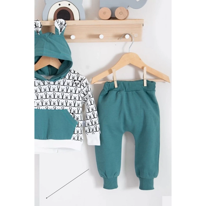Eterelle Minik Ayıcıklar Desenli 2li % 100 Pamuk Erkek Bebek Takımı