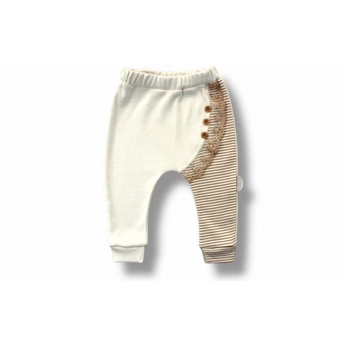 Eterelle 3-6 6-9 9-12 Ay Minik Sincap Nakışlı Şapkalı Uzun Kollu Sweatli 3lü Kız Bebek Takımı Kahverengi