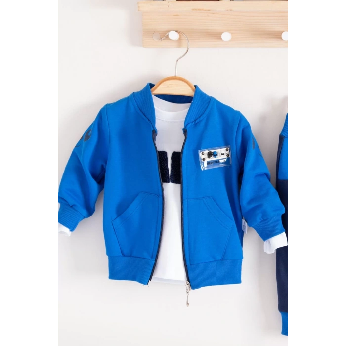 Eterelle New Fashıon Hırkalı 3lü % 100 Pamuk Erkek Bebek Takımı