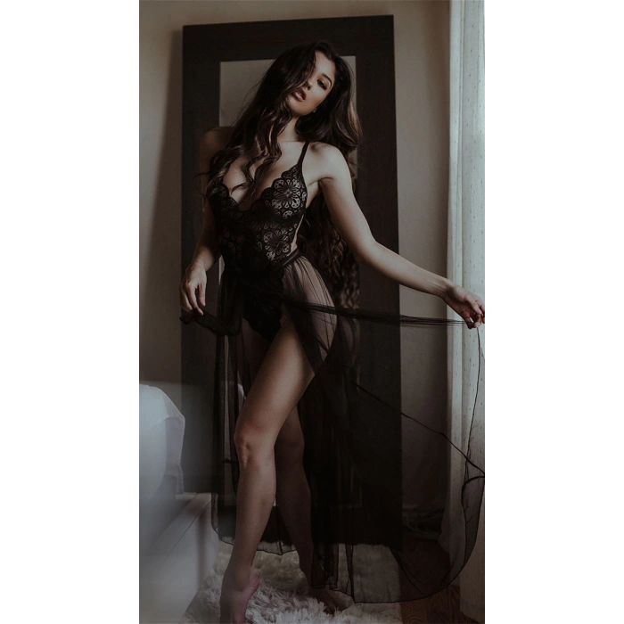 Nightlight Dantel Mayokini Tül Etekli Gecelik 3195