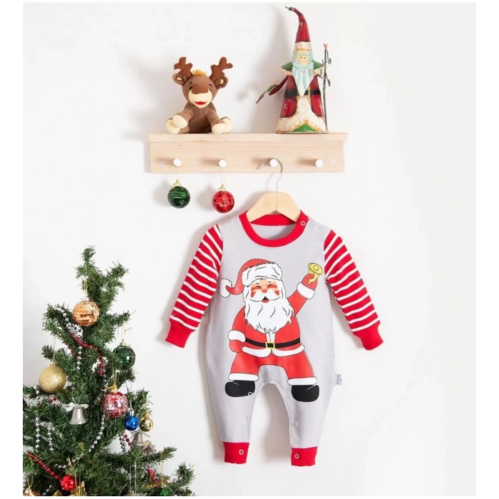 Eterelle Noel Baba Detaylı Bebek Tulum % 100 Pamuk