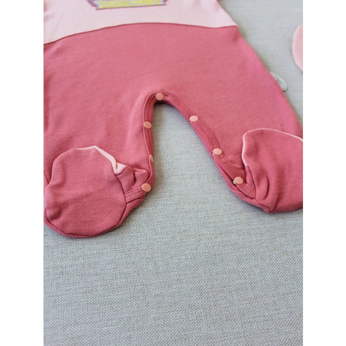 Eterelle 3-6 9-12 12-18 Ay Özel Kuvvetler Nakışlı Bere Şapkalı Kız Erkek Bebek Tulumu Gül Kurusu