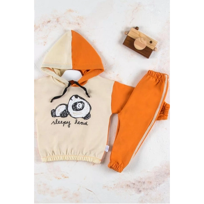 Eterelle Panda Desenli Kapişonlu Erkek Bebek Takımı