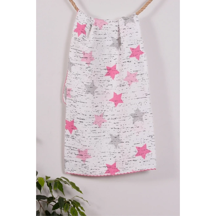 Eterelle Pembe Yıldız Desenli 95*120 Müslin Bebek Battaniyesi