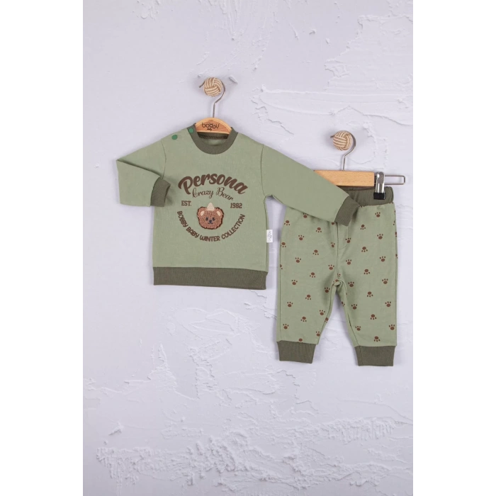 Eterelle Persona Bear Nakışlı % 100 Pamuk 2li Erkek Bebek Takım