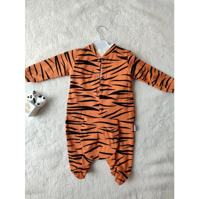 Eterelle 3-6-9-12 Ay Pooh Desenli Zebra Çizgili Şapkalı Sweatli 3lü Kız Erkek Bebek Tulumu(sarı) Sarı