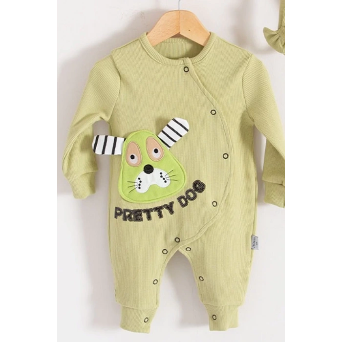 Eterelle Pretty Dog Nakışlı Bandanalı % 100 Pamuk Kız Bebek Tulumu