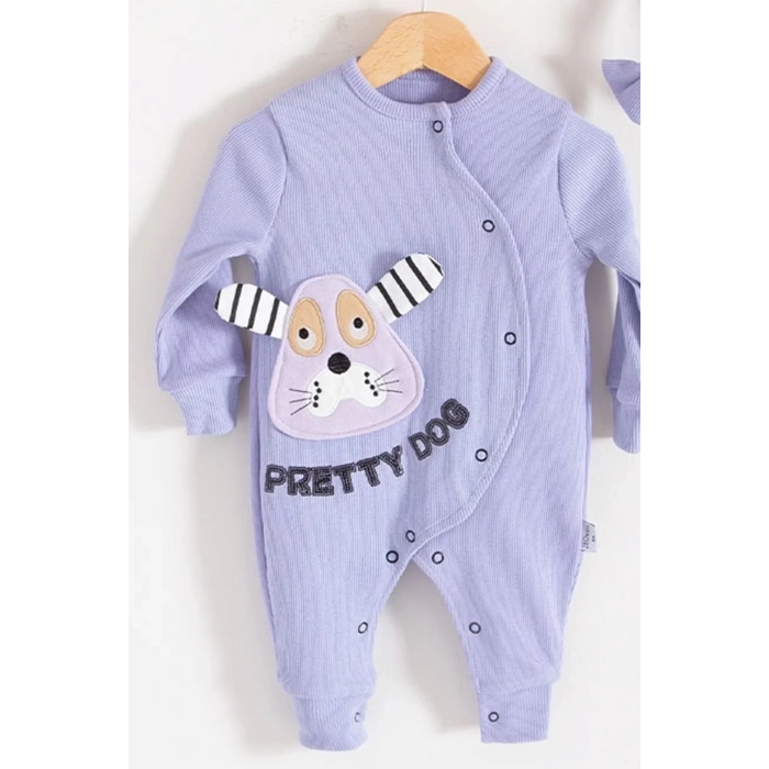 Eterelle Pretty Dog Nakışlı Bandanalı % 100 Pamuk Kız Bebek Tulumu