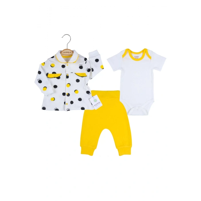 Eterelle Puanlı Hırkalı % 100 Pamuk 3lü Kız Takım